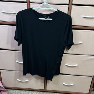 41 Hawthorn Black Button-Detail Tee